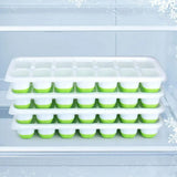Large Capacity Ice Cube Tray Set with Storage Bin and Scoop Green