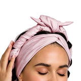 Heatless Curling Headband Bow Shaped with Flexible Styling Wires Pink
