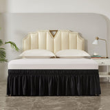 Wrap Around Bed Skirts Dust Ruffles Bed Skirt with Adjustable Elastic Belt Black