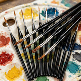 11 PCS Artist Paint Brush Detail Brush Set for Watercolor Acrylic Oil Black