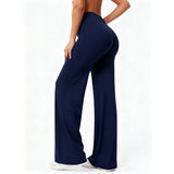 High-Waist Micro Flare Straight Leg Yoga Pants for Workout Blue