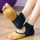 5 Pairs of Open Toe Socks Yoga Pilates Toeless Socks with Grips for Barre Ballet Dance