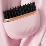 Mini Wireless Rechargeable Hair Straightener Comb Portable Styling Tool for Women Pink