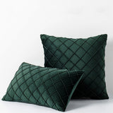 Velvet Cushion Cover Rhombus Pleated for Bedroom Sofa Window Seat Green