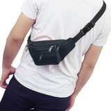 Multi-pocket Fanny Pack Leather Waist Bag Bum Bag Black