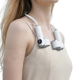 Easy Attached Detachable Fan Neck Handheld Dual 2000mAh Battery White