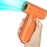 2-in-1 Electric Air Duster 130000 RPM Mini Blower with LED Light for Camping Home Car Orange