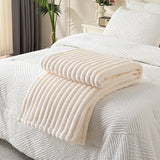 Cozy Plush Throw Blanket Fuzzy Bubble Blanket for Sofa Bedroom Living Room Beige