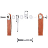 Leather Smart Key Holder Folding Key Organizer Clip Keychain Brown