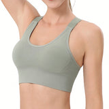 Adjustable Sports Bras Wide Strap Design for Running and Gym Fitness Green