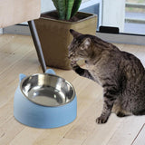 400ml Stainless Steel Tilted Pet Bowl – Non-Slip Raised Feeder for Cats & Dogs Blue
