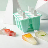 6-Cavity Ice Cream Popsicle Molds Ice Lolly Mold with Sticks Light Green