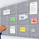 12Pcs Large Felt Bulletin Board Wall Tiles for Office & HomePanels Silver Gray
