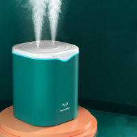2L USB Double Spray Humidifiers with Colorful Light Cool Mist Ultrasonic Steam Air Humidifier Green