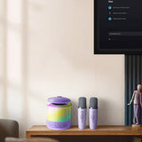 Bluetooth Karaoke Machine with 2 Wireless Microphones Mini Singing Speaker with Colorful Light Purple