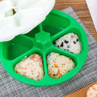 6-Hole Onigiri Mold Triangle Rice Ball Mold Bento Press Maker Mold with Lid Kitchen Tool Green
