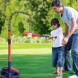 3-in-1 Tee Ball Set for Kids Retractable Baseball Batting Tee Set Red