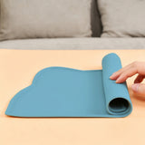 Non Slip Pet Feeding Mat Thick Silicone with Raised Edge Spill Guard Blue