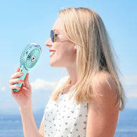 180 Degrees Foldable Misting Fan 3-Speed Adjustable Handheld Fan Rechargeable Portable Cooling Fan Acid Blue