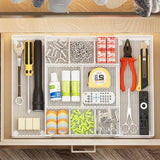 Adjustable Desktop Drawer Organizer Expandable Basket with Dividers for Home White