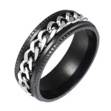 Fidget Spinner Ring for Anxiety Relief Stainless Steel for Adults & Teens Black and Silver