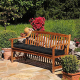 Outdoor Bench Cushion Long Seat Pad with Ties for Indoor Outdoor Furniture Black