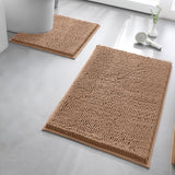 2 PCS Absorbent Bathroom Mat and U Shape Toilet Rug Set Khaki