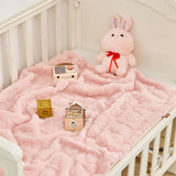 Cozy Fleece Blanket Heart Checkered Blanket for Sleeping Napping Pink