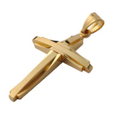 Crucifix Pendant Necklace Titanium Steel Unisex Chain - Gold