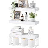 3 Tier Bathroom Shelves Over Toilet Wall Mounted Floating Shelves Toilet Paper Storage White