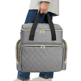 Double-Layer Portable Nail Polish Organizer Bag with Removable Pouches for Travel Gray