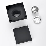 Square Shower Drain with Filter Detachable Stainless Steel Floor Drain for Shower Bathroom Black