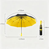 Automatic Umbrella Auto Open Close Compact Folding Anti Rain Windproof Yellow