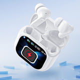 Wireless Bluetooth 5.4 AI Translation Earbuds with LCD Touchscreen 150-Language Real-Time Translation White