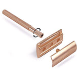 Matte Double Edge Safety Razor Manual with 10 Blades for Men Shaving Rose Gold