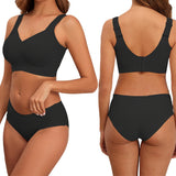 Bras for Women Supportive Wireless Push Up Bra Full Coverage No Underwire Seamless Plus Size for Women Black