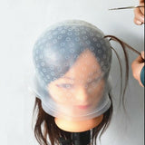 Hair Coloring Highlighting Dye Cap Frosting Tipping Reusable with Stainless Steel Hook White