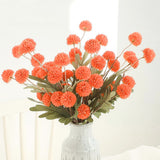 5 PCS Stem Cloth Dandelion Ball Artificial Flowers with Bendable Stems Orange