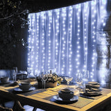 Solar Fairy Curtain Lights – Christmas Hanging String Lights for Window Backdrop  White