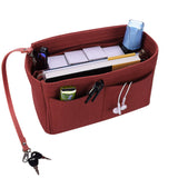 Thick Felt Tote Bag Organizer Insert with Multiple Pockets Red