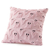 Halloween Ghost Decorative Pillow Cover Cute with Zipper for Home Office Pink