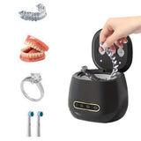 3-Cleaning Modes Ultrasonic Rechargeable Cleaner with Stainless Steel Tank for Retainers Black