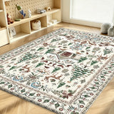 Christmas Crystal Velvet Area Rug Vintage Non Slip Living Room Style 2