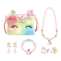 Cute Unicorn Sling Bag Set for Girls Rainbow Crossbody Bag Dress Up Accessories Style 3