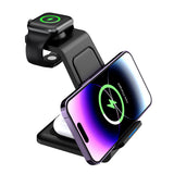3-in-1 Wireless Charging Dock for iPhone Apple Watch AirPods USB Powered Charging Station Black