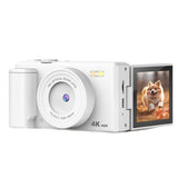 4K Digital Camera with Flip Screen and Autofocus for Vlogging and Photography Beginners White