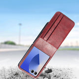 PU Wallet Card Holder Case Compatible With Samsung Galaxy Z Flip 6 7 8 with Stand Red