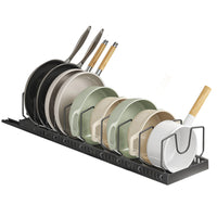 Vertical Pull Out Organizer for Pots and Pans Sliding Storage Rack with Dividers for Kitchen Black