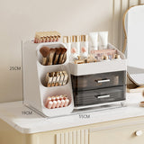 Large Capacity Makeup Organizer Countertop with Makeup Brush Holder for Bathroom Countertop White