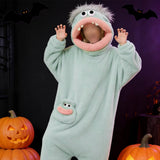 Plush Mouth Monster pajamas Cozy Home Loungewear Soft Fabric Blue